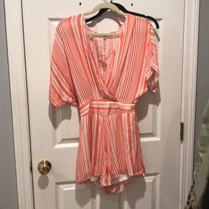 Red and white striped romper